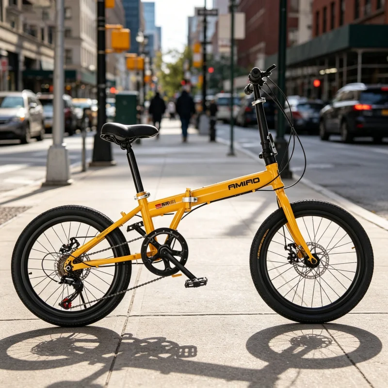 Commuter Biking - دراجة قابلة للطي بعجلات صفراء مقاس