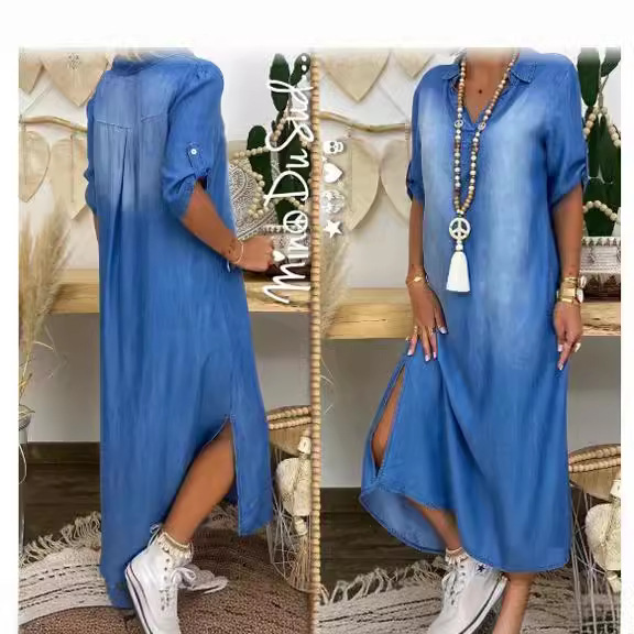 فستان جينز نسائي فضفاض مغسول ب - مراجعة Cycling Commute Outfit وسعره